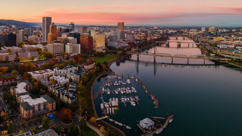 Portland, Oregon skyline from above