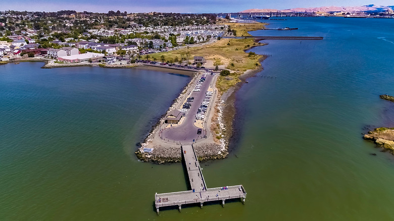 Drone view of Benicia waterfront