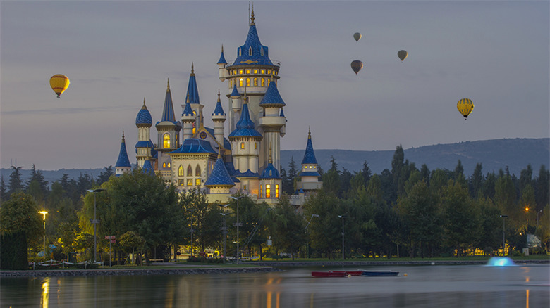 Disneyland Paris castle at twilight