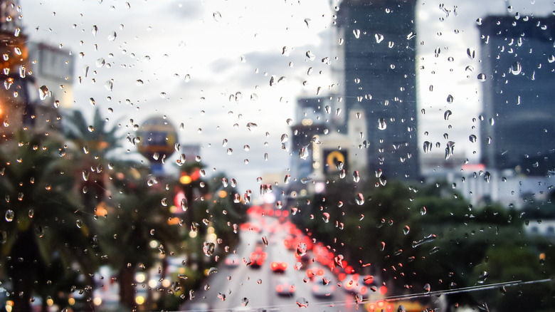 Water droplets on Vegas window