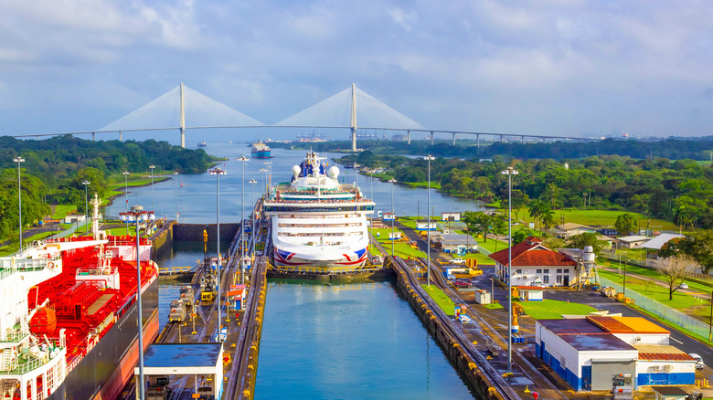 A boat in the Panama Canal 
