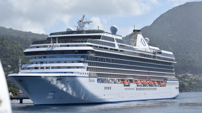 Oceania cruise ship is docked.