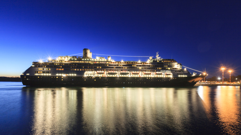Princess cruise ship at night.