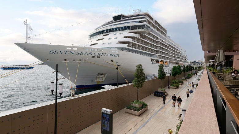 Regent cruise ship is docked.