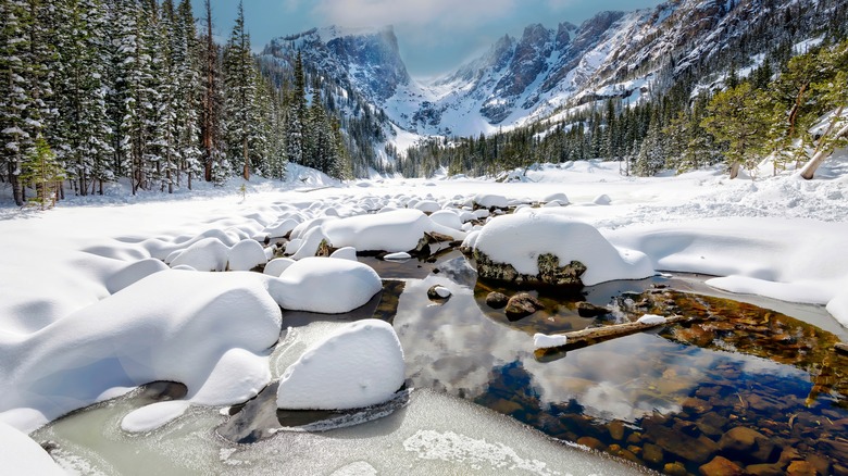 Frozen Dream Lake in Rocky Mountain 
