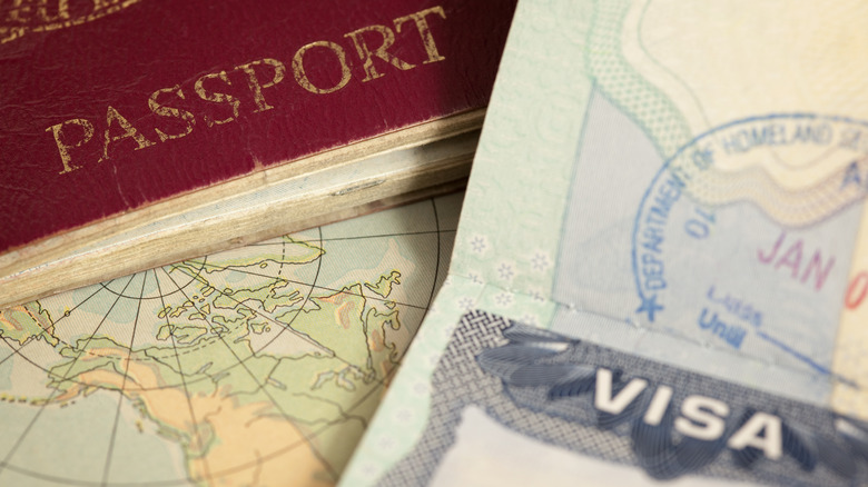 Passport and visa stamp