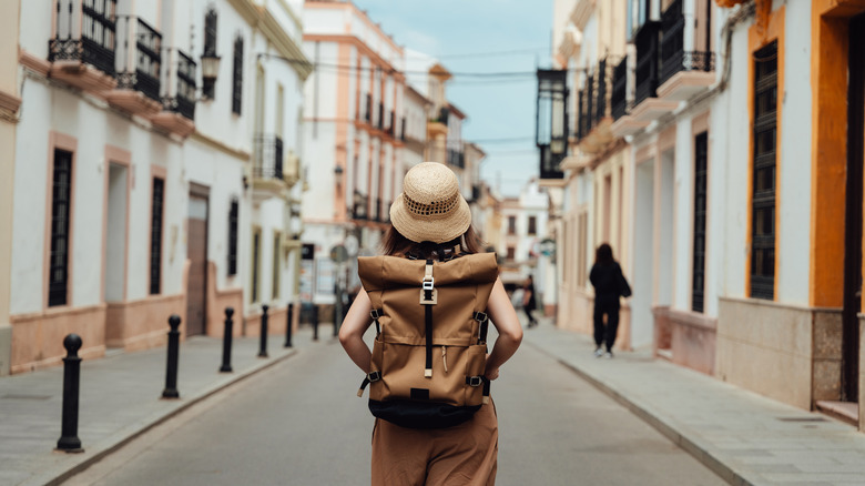 young woman traveling in Europe