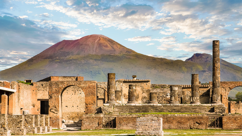 Pompeii and Mount Vesuvius in the distance