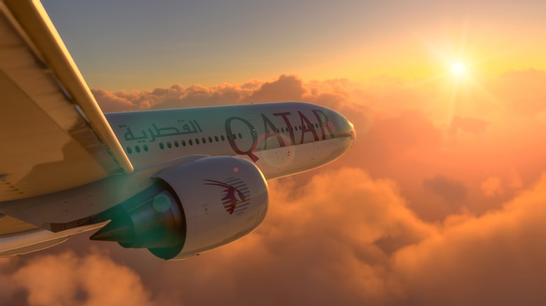 Qatar Airlines plane in sky