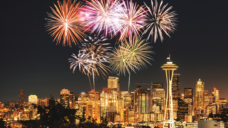 Fireworks and the Seattle Space Needle