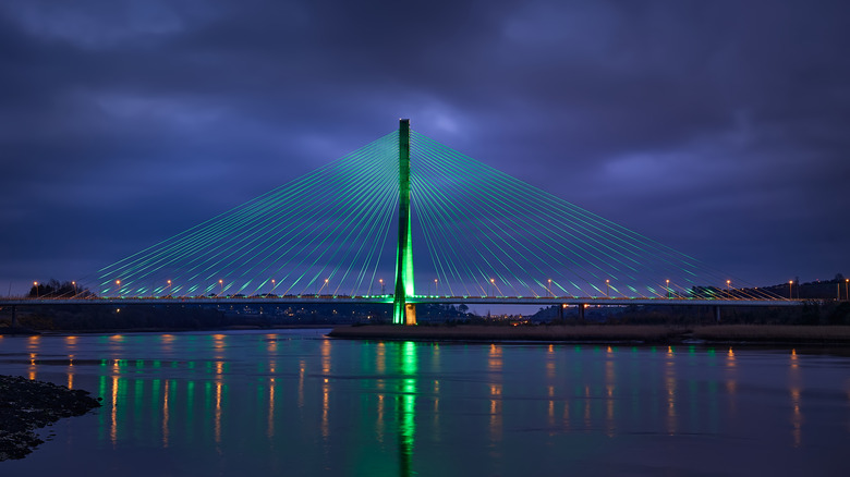 Waterford's bridge illuminated green