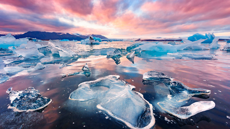 icy waters and colorful sky of Iceland