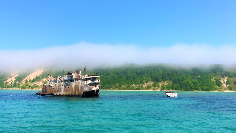 Abandoned boat at sea