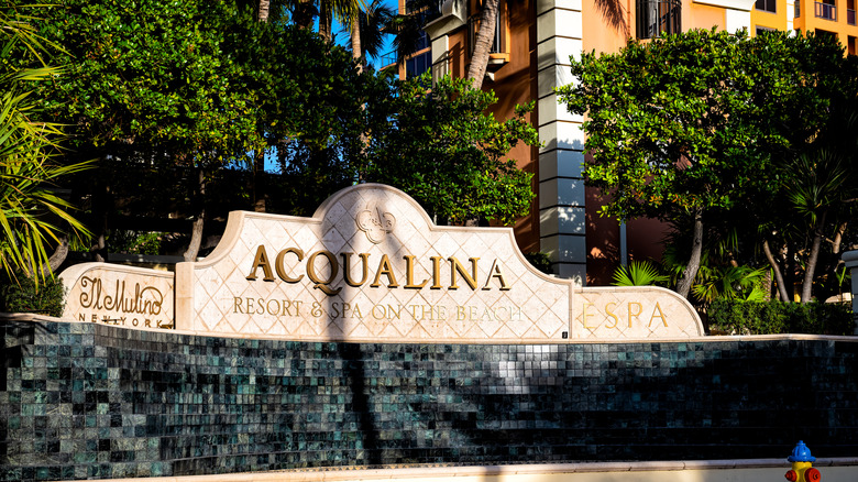 Acqualina resort sign and trees