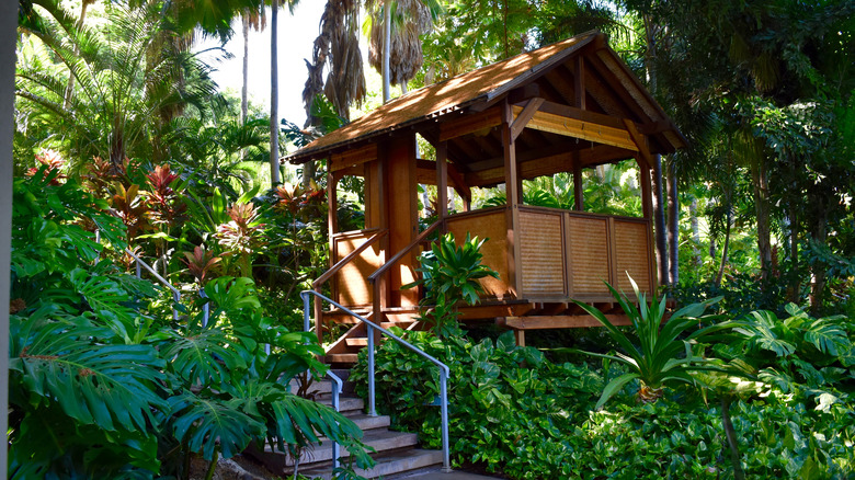 outdoor massage hut in tropics