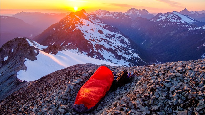 Emergency bivvy on mountain