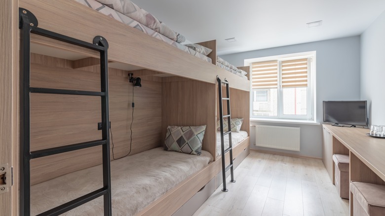 Hostel room with bunkbeds