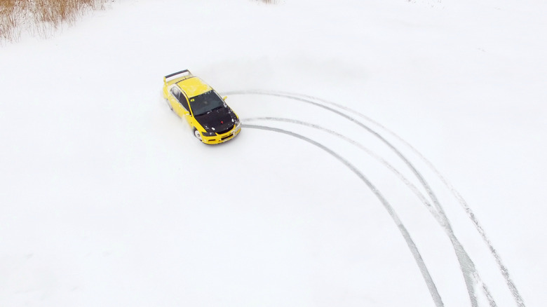 car skidding in snow