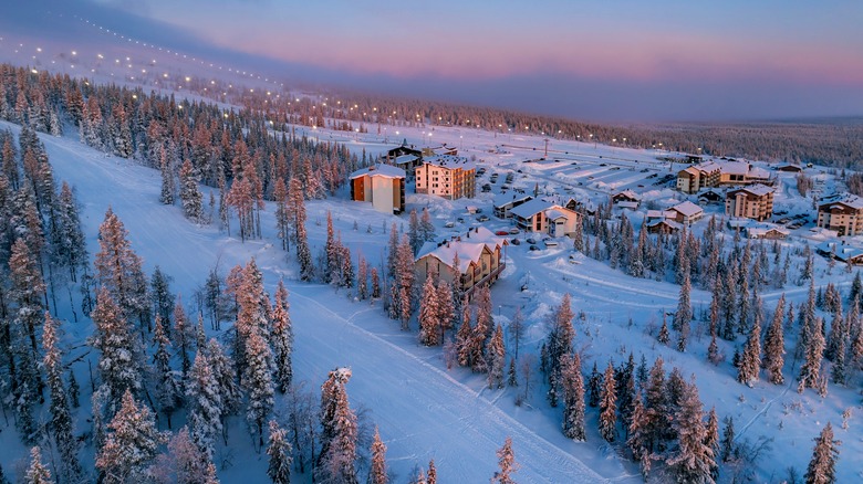 Trails at dusk at Ylläs Ski Resort