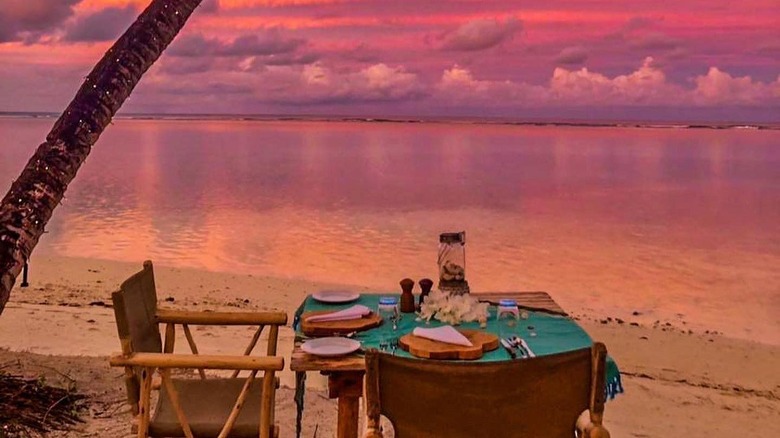 Alphonse Island table at sunset