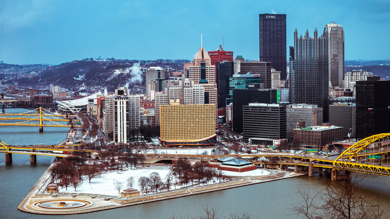 downtown Pittsburgh in winter