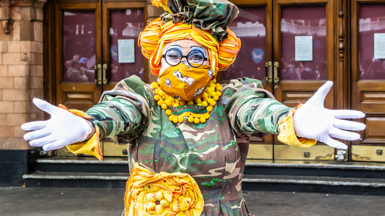 Colorful pantomime character in costume