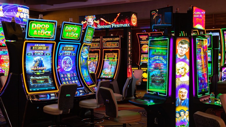 rows of slot machines