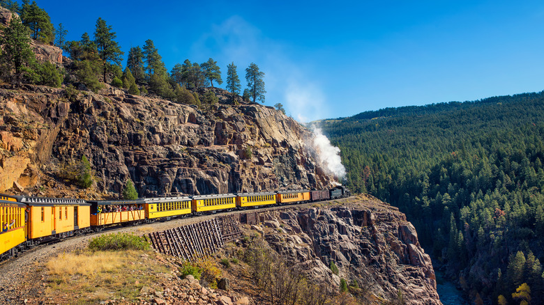 train along cliff edge