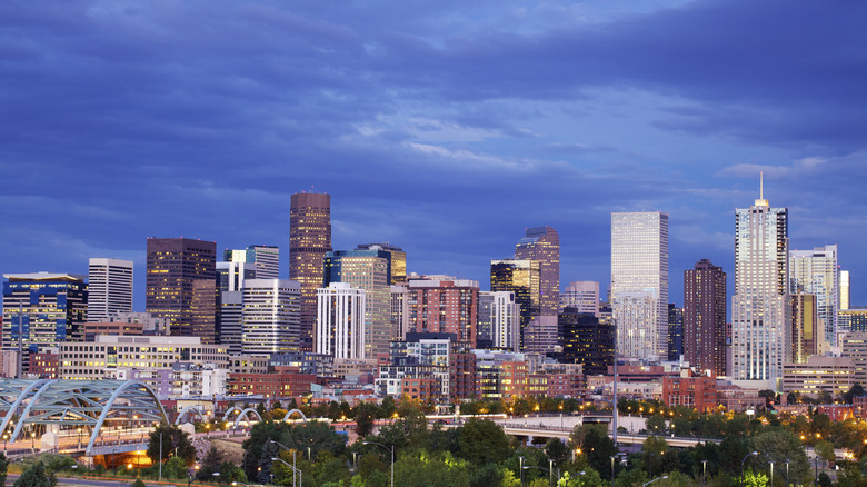 Denver skyline at sunset