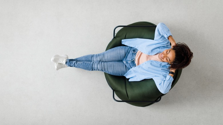 woman sitting in quiet room