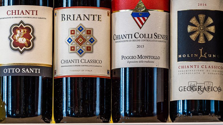 Bottles of Italian wine in Florence