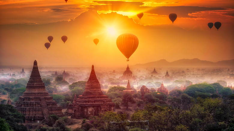 Hot air balloons over Bagan