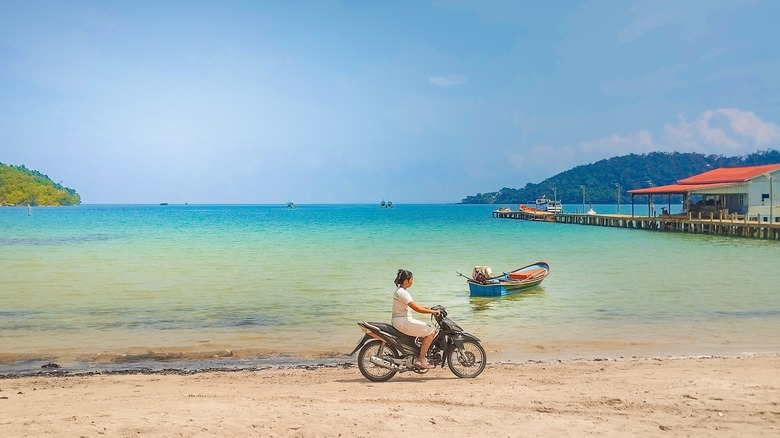 Motorbike on Koh Rong Sanloem beach