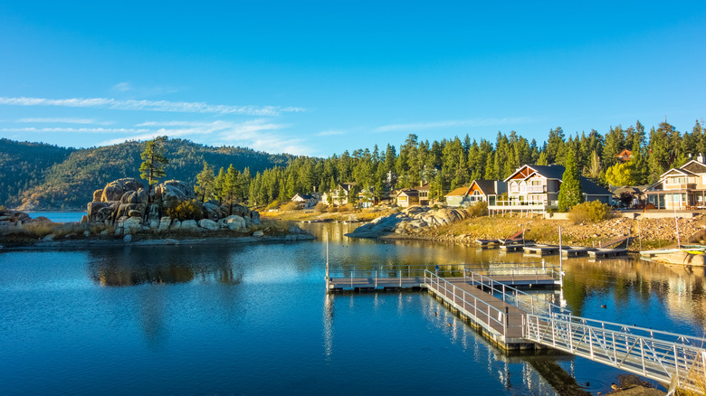 Big Bear with island boulder