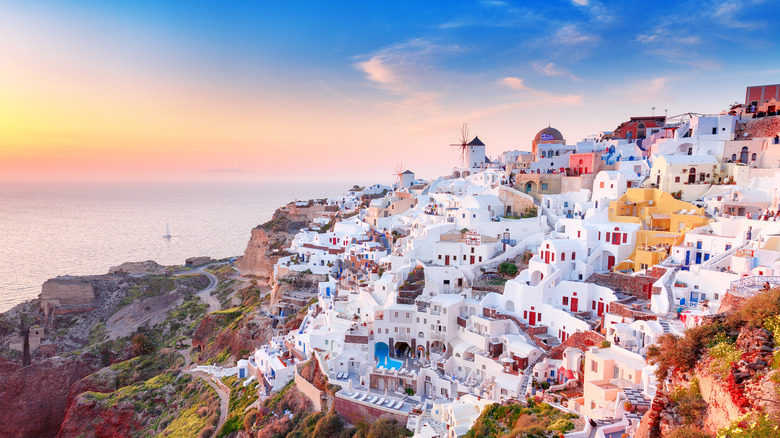 The hillside of Santorini