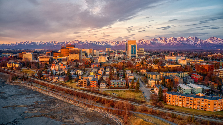 Sunset views of downtown Anchorage