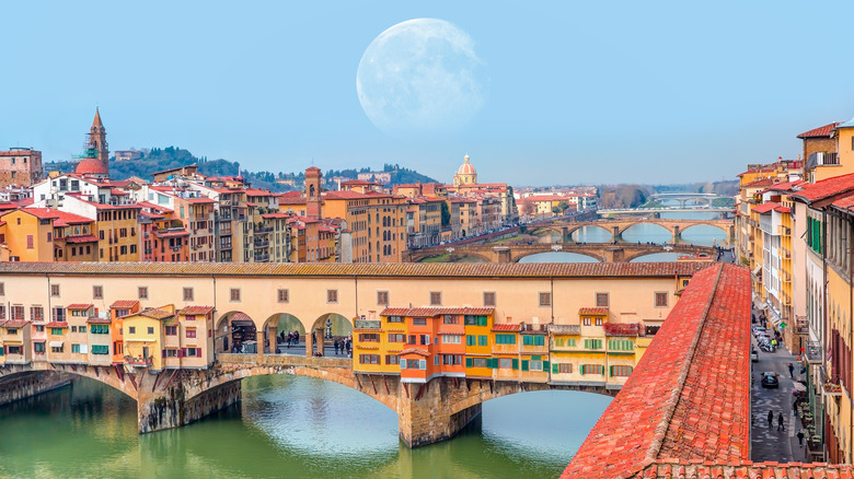 The Ponte Vecchio with moon