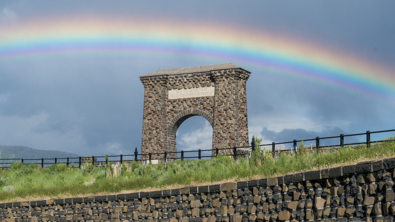 Rainbow over Roosevelt Arch by Yellowstone