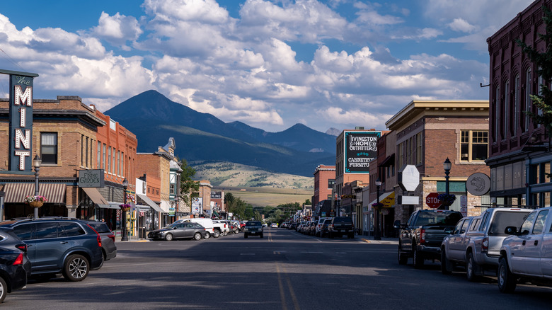 Livingston, Montana with mountain