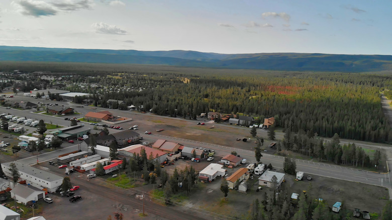 Aerial view of West Yellowstone, MT