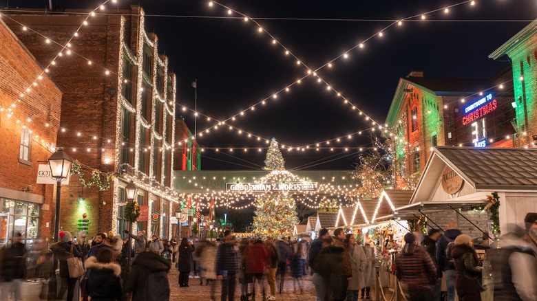 Distillery Historic District Winter Village night