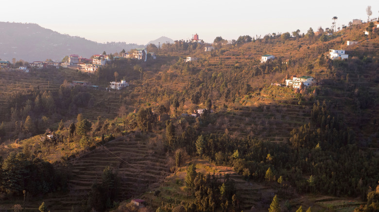 Village and hills in Mukteshwar, India.
