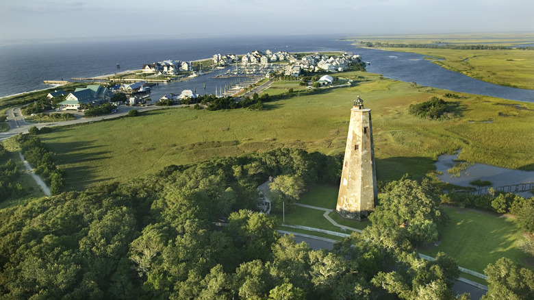 Aerial of Old Baldy lighthouse.