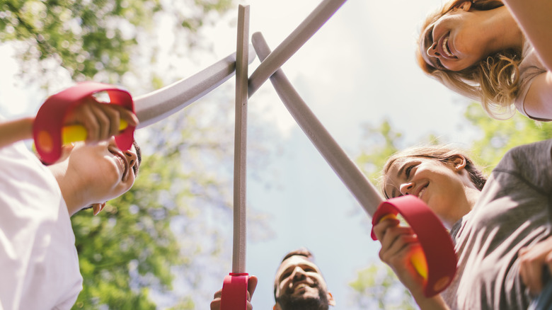 Family with toy swords