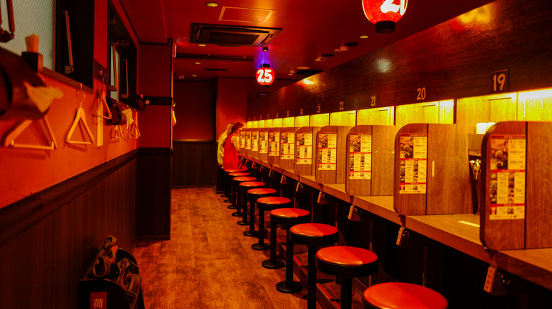 dining booths at Ichiran restaurant