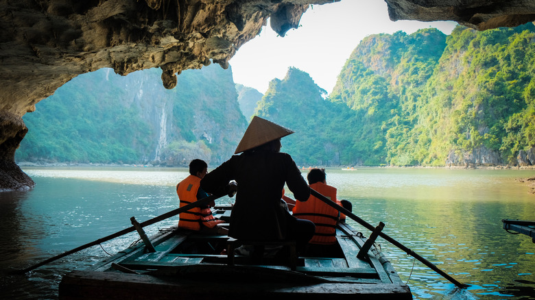 Boat exits Luon Cave