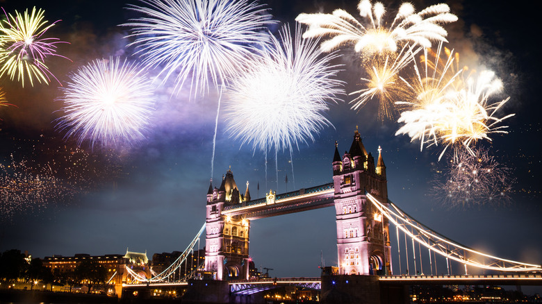 Fireworks over Tower Bridge