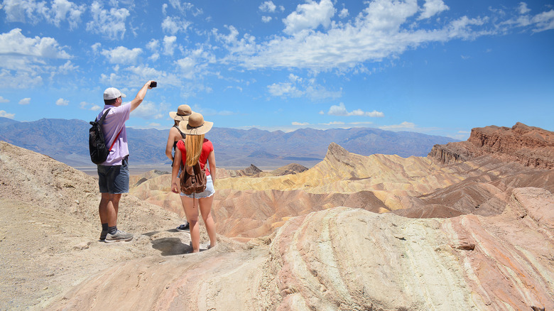 Family hiking in Death Valley