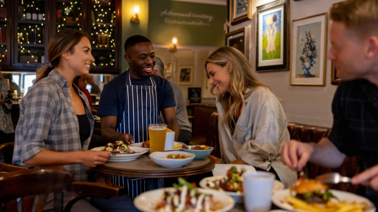 female travelers at london restaurant 