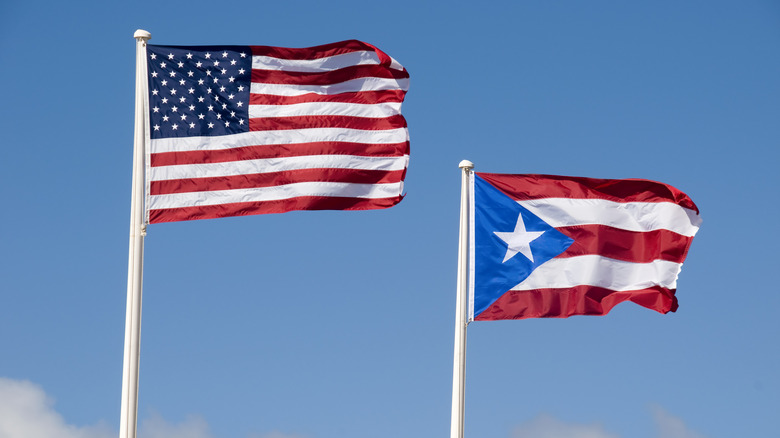 American and Puerto Rican flags